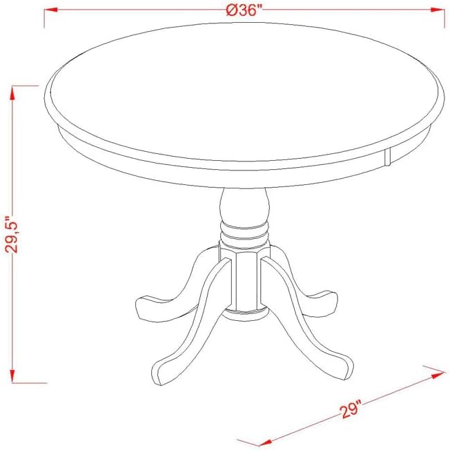 East West Furniture ANPO5-OAK-W 5 Piece Kitchen Table Set - Image 6