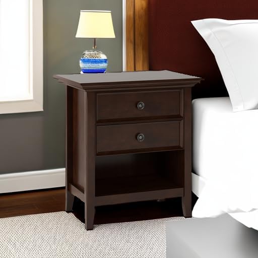 SIMPLIHOME Amherst Solid Wood 24 Inch Wide Traditional Bedside Nightstand Table - Image 6
