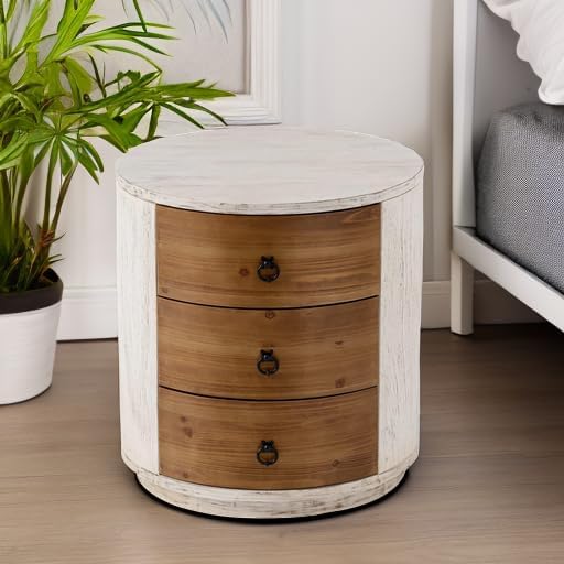 COSIEST 3 Drawer Chest of Drawers, 20 inch MDF Round Storage Cabinet, Retro - Image 6