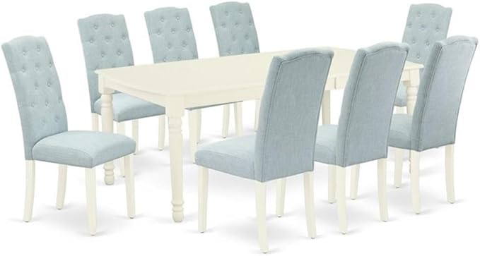 East West Furniture DOCE9-LWH-15 9 Piece Dining Table Set Includes a Rectangle by EastWestFurniture