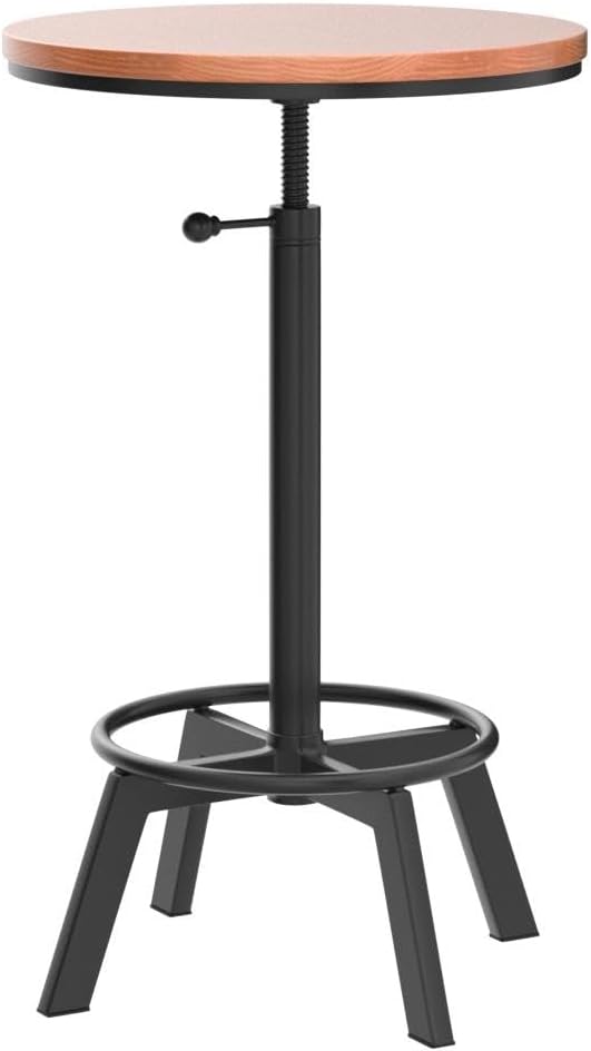 Farmhouse Bar Table 30-35.4inch Height Adjustable Rustic Bistro Pub Table - Image 5