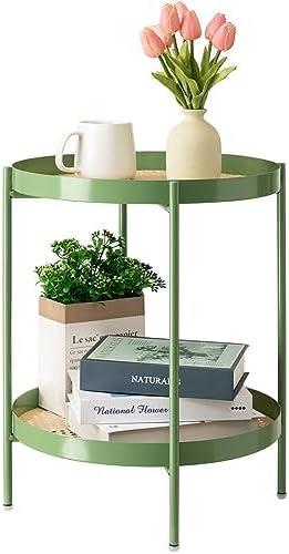 TeoKJ All Metal Side Table, 2 Tier Anti Rust End Table by TeoKJ