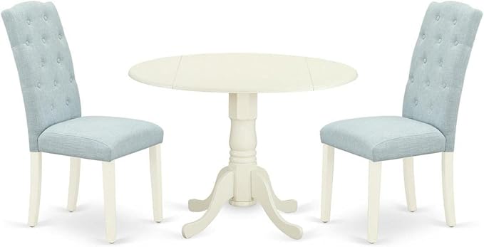 East West Furniture DLCE3-WHI-15 3 Piece Dining Table Set Contains a Round by EastWestFurniture