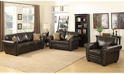 AC Pacific Louis Collection Traditional Upholstered Leather Living Room Piece - Image 4