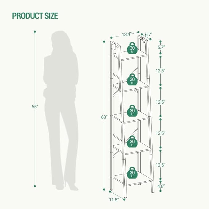 Ladder Shelf, Bookshelf Bookcase, Freestanding Corner Storage Shelve - Image 2
