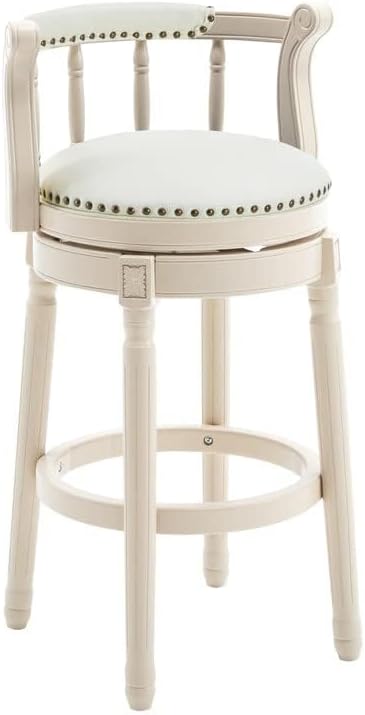 Cow top Leather Wooden Bar Stools, 360 Degree Swivel Bar Height Chair - Image 4