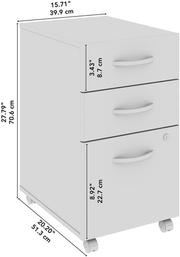 Bush Business Furniture Studio C 3 Drawer Mobile File Cabinet in Natural Elm - Image 3