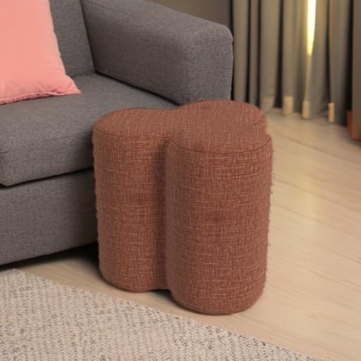 HomePop Upholstered Clover Shaped Ottoman Home Décor | Foot Rest Pouf – Rust - Image 7