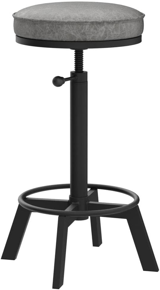 Vintage Bar Stools Set of 2 Industrial Bar Stool Swivel PU Seat Counter Height - Image 6