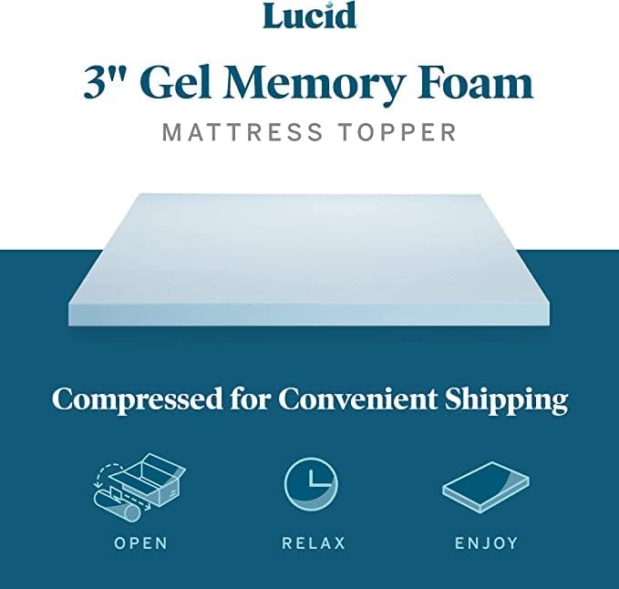 LUCID 3 Inch Gel Memory Foam Mattress Topper California King - Image 2