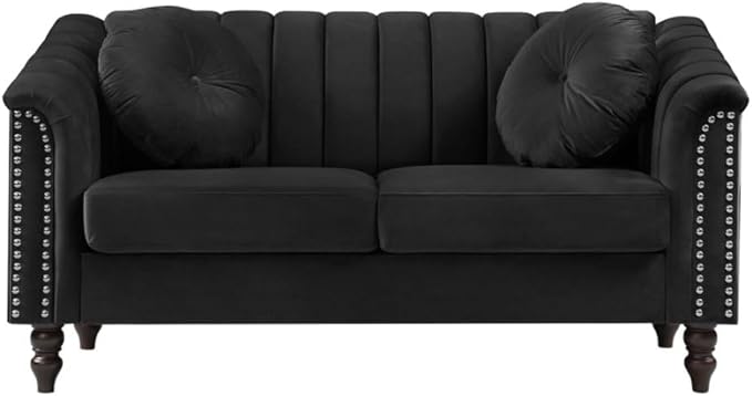 60" Loveseat Sofa, Microfiber Chesterfield Upholstered Sofas Love Seat - Image 9