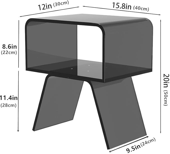 Acrylic Nightstand Side Table Modern nightstand Clear Home Decor Display End - Image 3