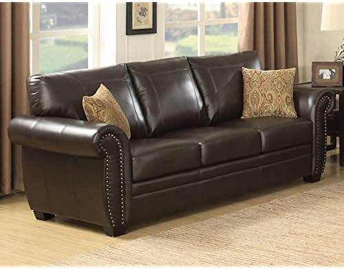 AC Pacific Louis Traditional Upholstered Leather Living Room Piece by ACPacific