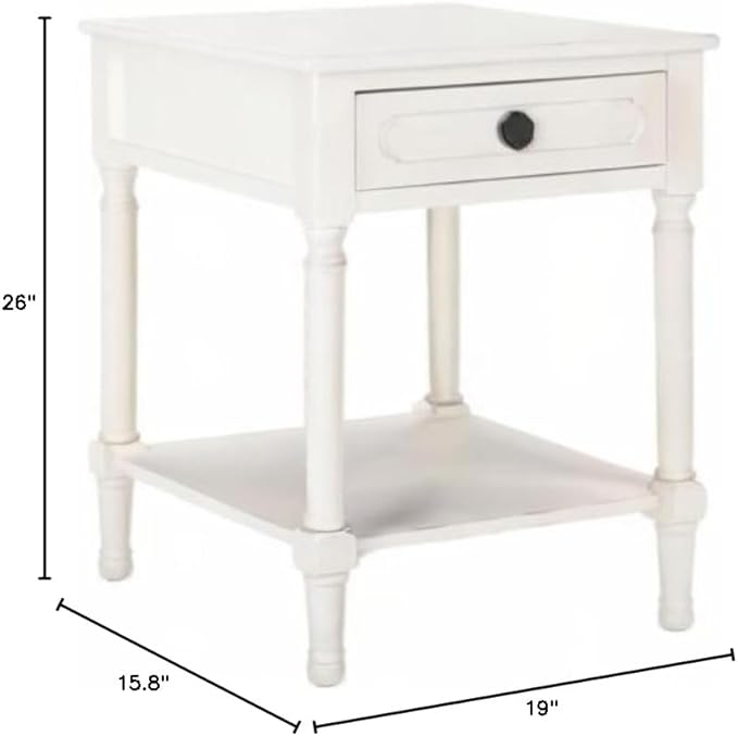 SAFAVIEH Home Collection Allura Distressed White 1-Drawer Bottom Shelf Accent - Image 3