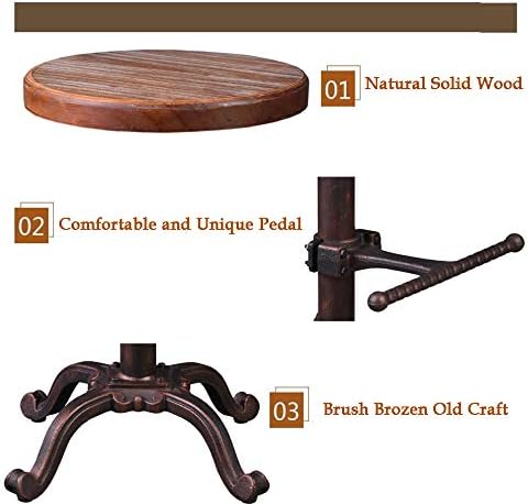 Topower Industrial Retro Vintage Farm Wooden Tractor Stool Kitchen Swivel - Image 4