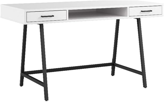 Bush Furniture Steele 54W Writing Desk in Pure White Oak | Computer Table by BushHome