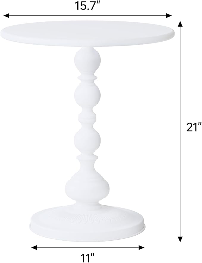 XIV Metal Small Round Side End Table, Vintage Matte Coffee Drink Cocktail Table - Image 3