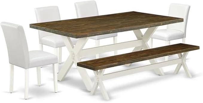 East West Furniture X077AB264-6 6 Piece Dinette Set Contains a Rectangle Dining by EastWestFurniture