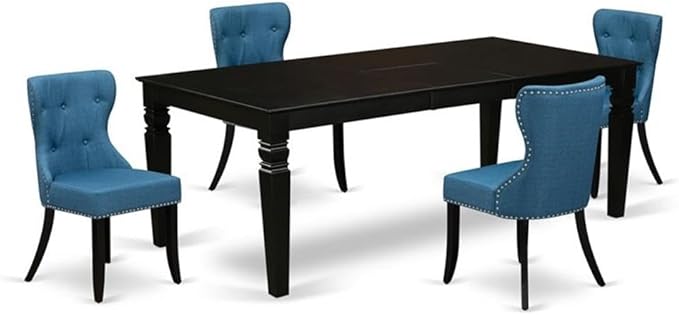 East West Furniture LGSI5-BLK-21 5 Piece Dining Set Includes a Rectangle Dining by EastWestFurniture