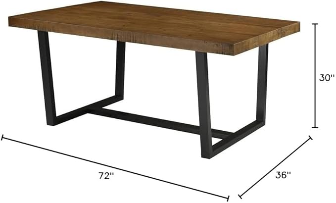 Walker Edison Durango Distressed Solid Wood Dining Table, 72 Inch, Rustic Oak - Image 3