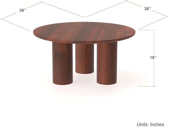 Relso Gaia Round Coffee Table, Natural Mango Wood Coffee Table - Image 2