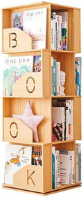 4 Tier Kids Rotating Bookshelf, Premium Pine Wood Space Saving Bookshelf Holds by Unknown