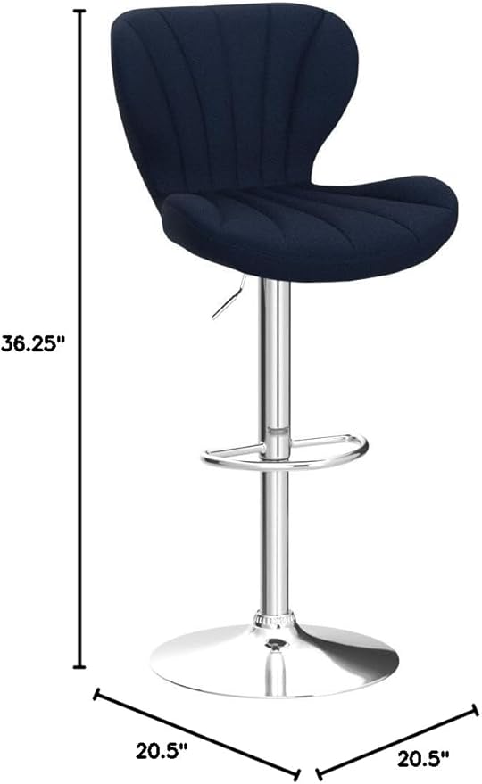Roundhill Furniture Ellston Velvet Adjustable Swivel Barstools in Blue - Image 2