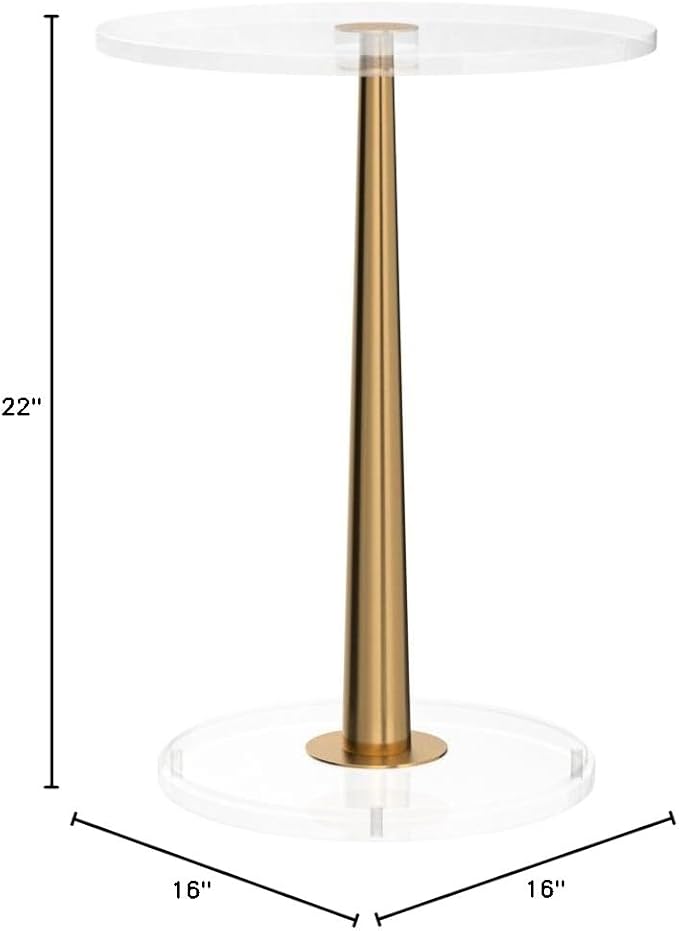 Clear Acrylic Table with Cone Metal Pole … - Image 3