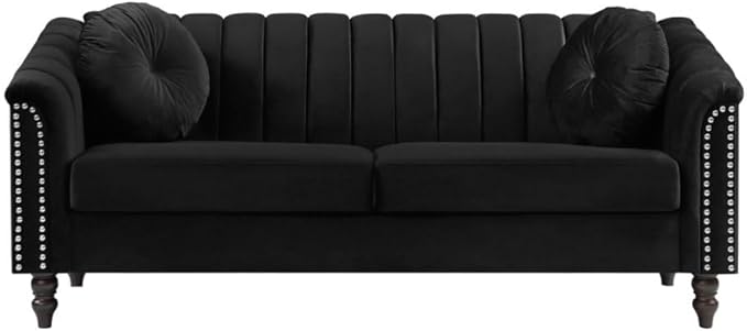 Sectional Sofa Set, Microfiber Chesterfield Upholstered Sofas Loveseat Couch - Image 9