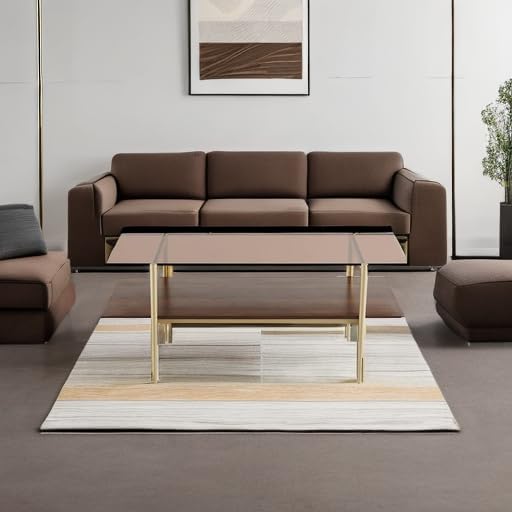 AGV LIGHTING Tadio Glass Coffee Table, Mid-Century Modern Coffee Table - Image 6