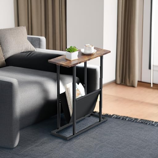 Yusong Small Narrow Side Table for Small Spaces, 17.7" W Slim End Table - Image 5