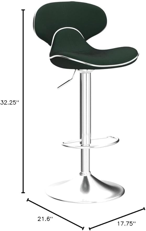 Roundhill Furniture Masaccio Velvet Upholstered Adjustable Swivel Barstool - Image 2