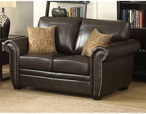 AC Pacific Louis Collection Traditional Upholstered Leather Living Room Piece by ACPacific