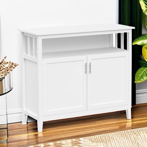 RASOO Buffet Cabinet White Kitchen Sideboard Buffet Storage Server Cupboard - Image 6