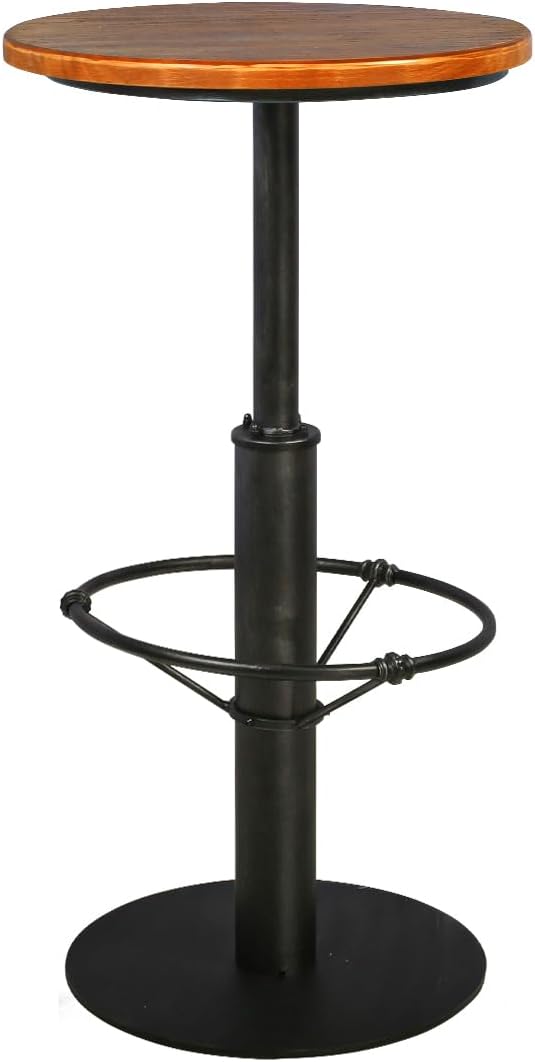 Vintage Industrial Bar Table 42" H, Round Wooden Top Metal Bar Standing Pub by FUBIRUO