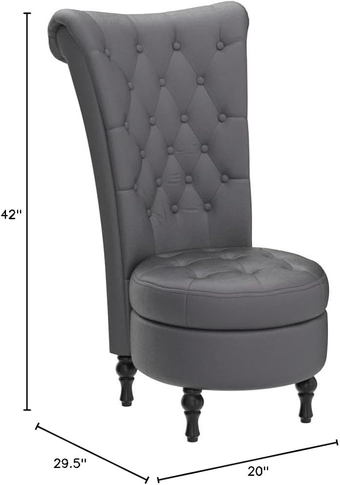 Container Furniture Direct Royal High-Back Velvet Accent Chair - Image 2