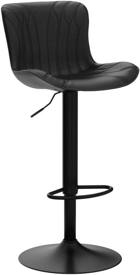 YOUNIKE Black Bar Stools Set of 2 Upholstered Modern Swivel Counter Height Bar - Image 4