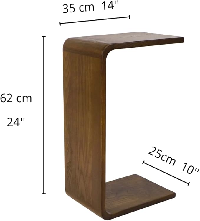 COZYMATIC Carlisha C-Shaped End Table Sofa Table Coffee Table Solid Wood Frame - Image 2