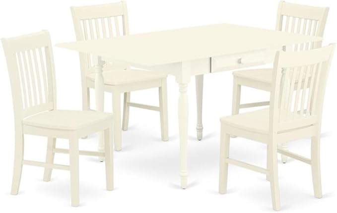 East West Furniture MZNO5-LWH-W 5 Piece Kitchen Table & Chairs Set Includes a by EastWestFurniture