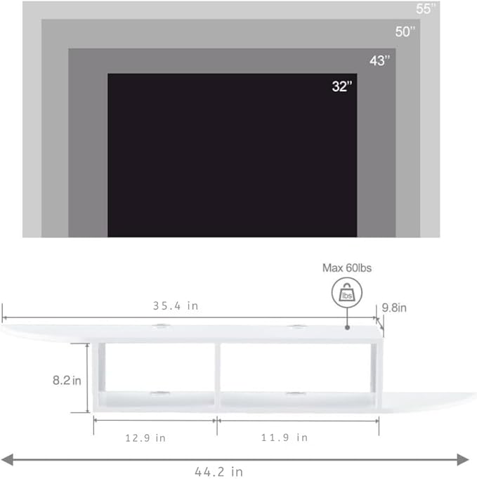 GHC Floating TV Stand, Wall Mounted Entertainment Center and Cabinet Shelf - Image 2