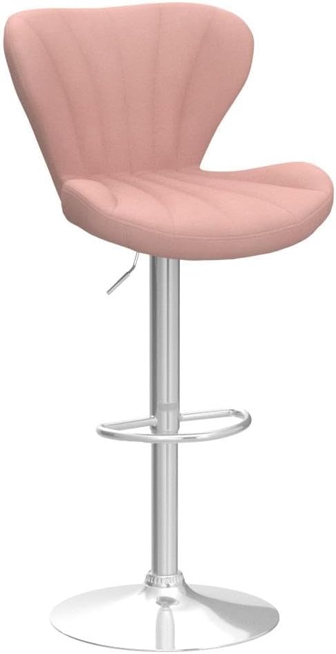 Roundhill Furniture Ellston Velvet Adjustable Swivel Barstools in Pink - Image 5