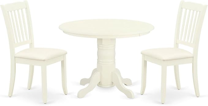East West Furniture SHDA3-WHI-C 3 Piece Dining Room Table Set Contains a Round by EastWestFurniture