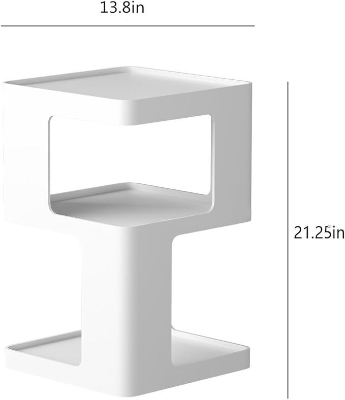 White Side Table, Modern Nightstand Metal End Table - Image 2