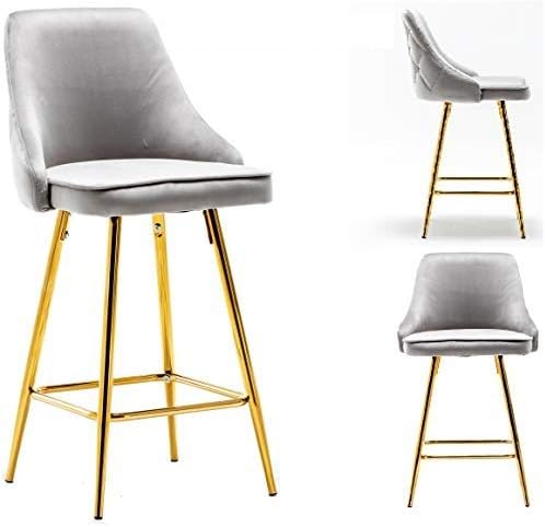 BTEXPERT Set of 2. Upholstered Dining Bar Chairs Footrest High Back Counter by BTExpert