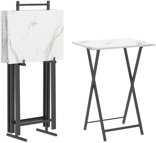 HOOBRO Folding TV Tray Tables, Industrial Side Table by HOOBRO