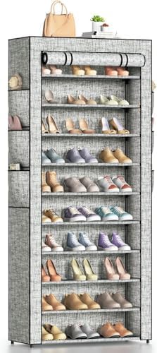 Covered Shoe Rack Tall Metal Shoes Rack Organizer by Bonkiss