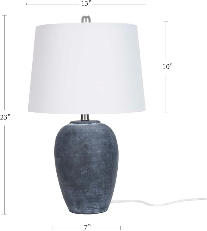 Nourison Home 23" Black Vintage Distressed Ceramic Pot Table Lamp - Image 3