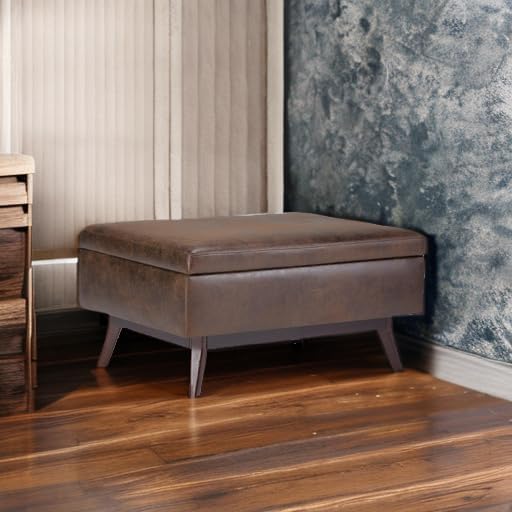 SIMPLIHOME Owen 34 inch Wide Mid Century Modern Rectangle Coffee Table Storage - Image 2