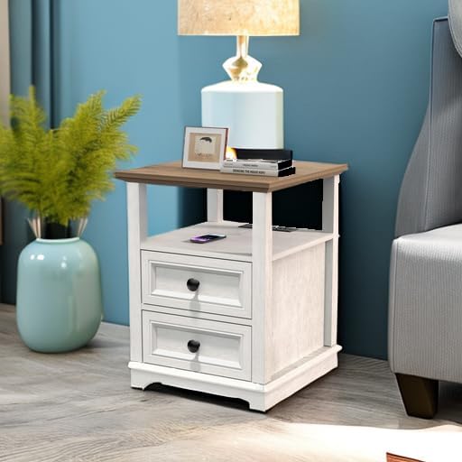 18" Wide End Table with Fast Charging Station Set of 2, 18” Wide Sofa End Table - Image 5