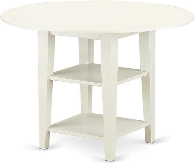 East West Furniture SUDA3-LWH-C 3 Piece Dining Table Set Contains a Round - Image 2